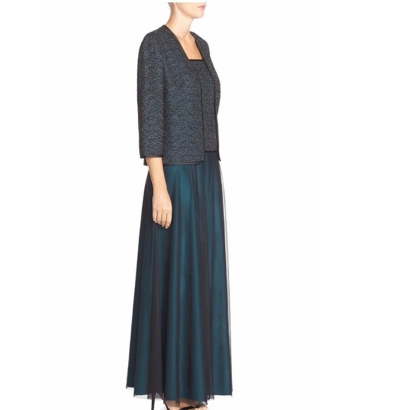 Alex Evenings Mixed Media Gown & Jacket Set - Picture 2 of 4